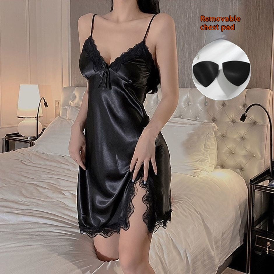 Satin Chiffon Slip Nightdress Hot Temptation Home Wear Pure Desire
