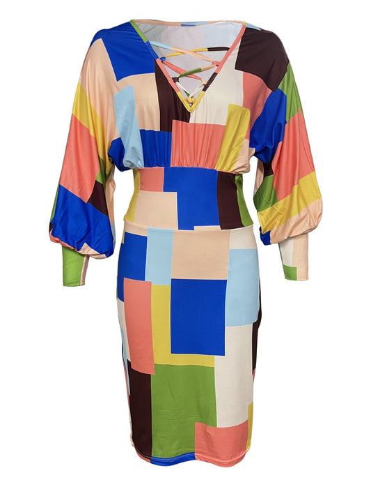 Sexy Hip-Hugging V-Neck Long-Sleeve Casual Dress For Women