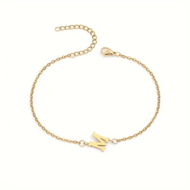 Minimalist Stainless Steel Bracelet With Real Gold Lettering Inside The Cuff