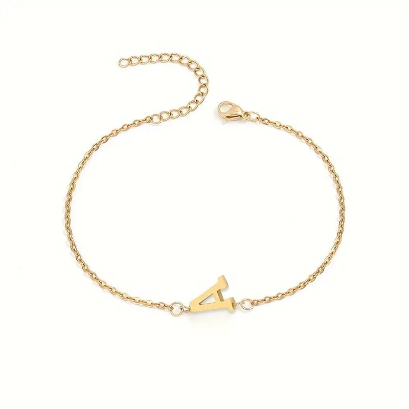 Minimalist Stainless Steel Bracelet With Real Gold Lettering Inside The Cuff