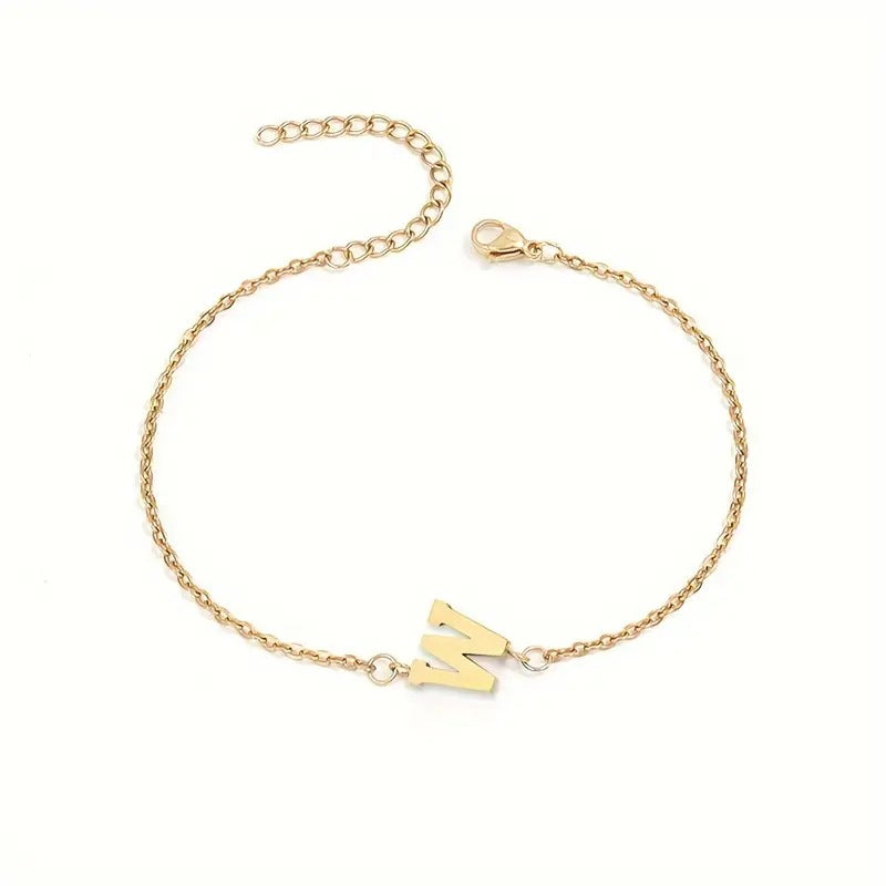 Minimalist Stainless Steel Bracelet With Real Gold Lettering Inside The Cuff