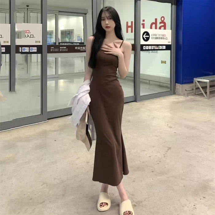 Sleeveless Waist-cinching Backless Slip Dress For Women