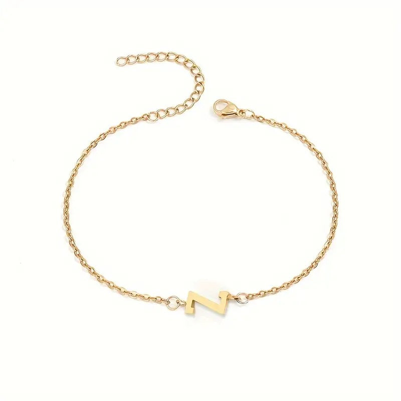 Minimalist Stainless Steel Bracelet With Real Gold Lettering Inside The Cuff