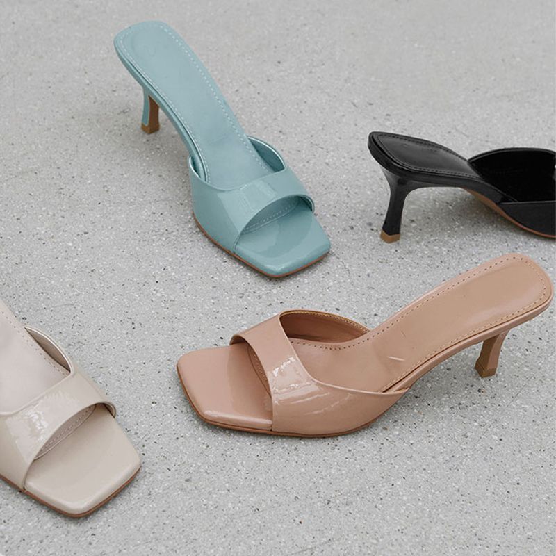 European And American Square Toe Stiletto Heel Fashion Sandals