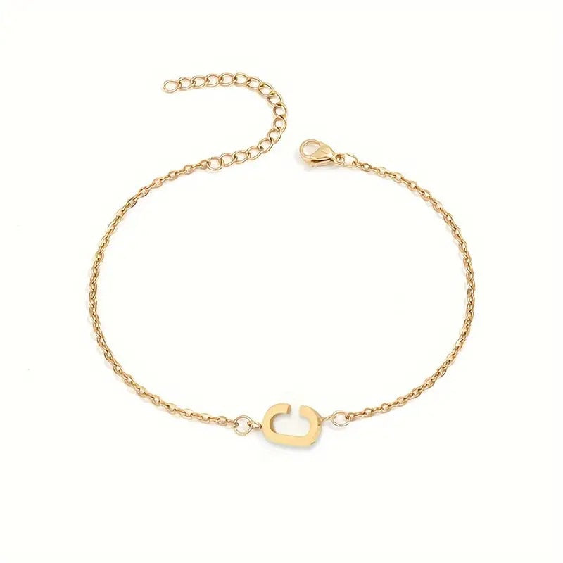 Minimalist Stainless Steel Bracelet With Real Gold Lettering Inside The Cuff