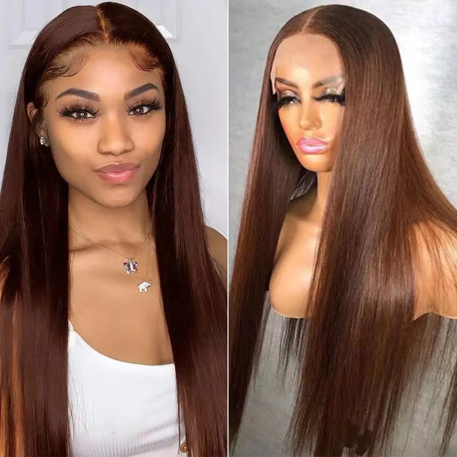Piano Color Long Straight Wig Front Lace Full-head Wig