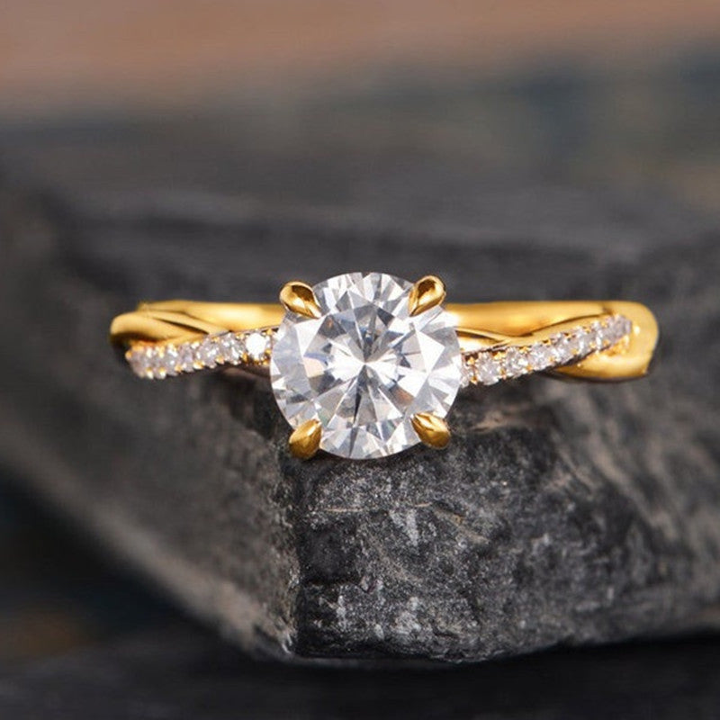 New European And American-style Minimalist Fashion Ring With Zircon Inlay