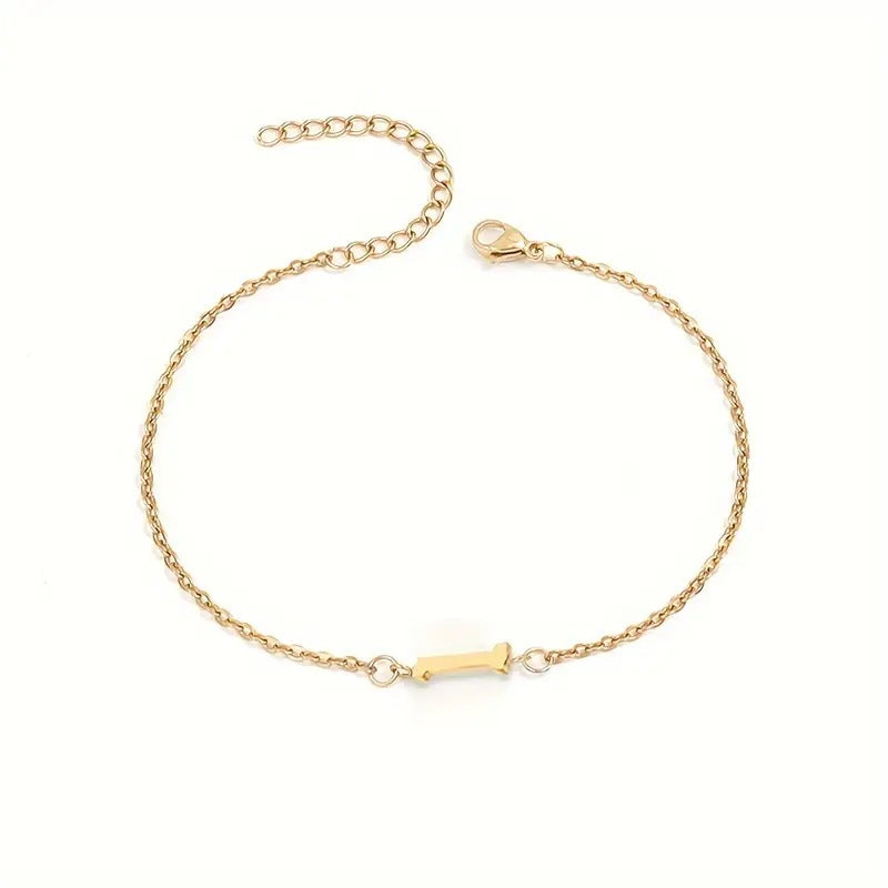 Minimalist Stainless Steel Bracelet With Real Gold Lettering Inside The Cuff