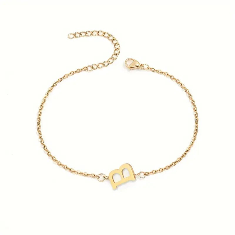 Minimalist Stainless Steel Bracelet With Real Gold Lettering Inside The Cuff