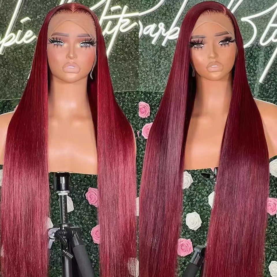 Piano Color Long Straight Wig Front Lace Full-head Wig
