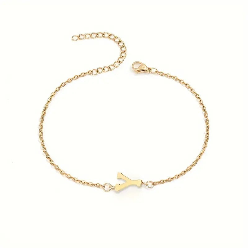 Minimalist Stainless Steel Bracelet With Real Gold Lettering Inside The Cuff
