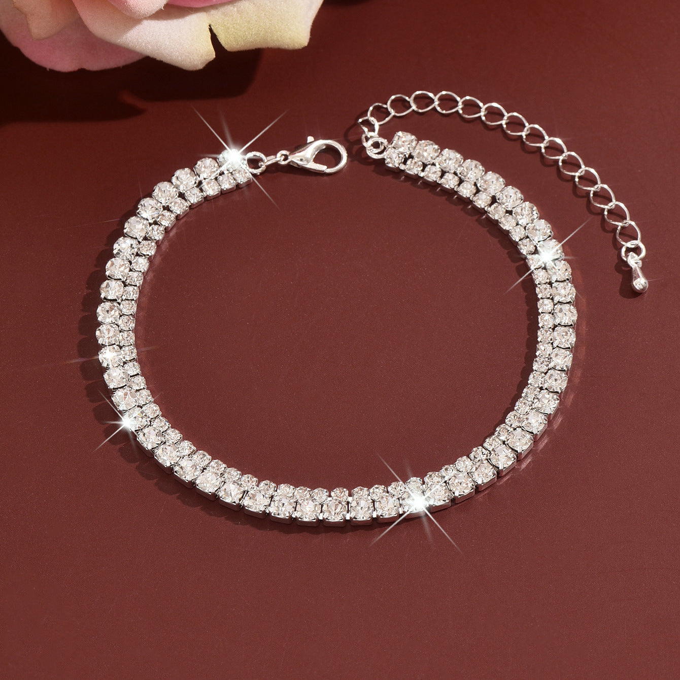 Simple Double-Layer Rhinestone Claw Foot Chain