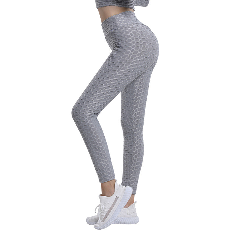 Bubble Yoga Pants Jacquard High Elastic Sports Gym Pants