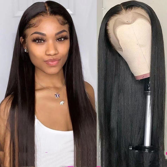 Middle-parted Long Straight Wig For Women Made From High-temperature Synthetic Fiber
